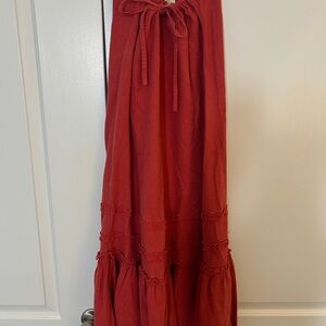 Old Navy Brick Red/Coral Maxi Skirt 100% Linen
